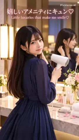 視線で落とすシネマアイドルのTikTok PR投稿：「嬉しいアメニティにキュン🩷」“Little luxuries that make me…