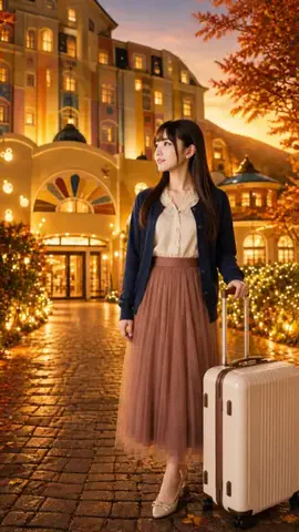 視線で落とすシネマアイドルのTikTok PR投稿：「秋旅、ここから始めよ？🩷」“Let’s start our autumn escape…