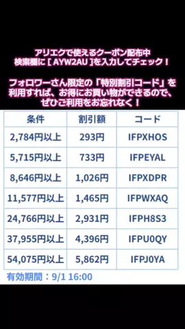 アリエククーポンの四葉のTikTok投稿