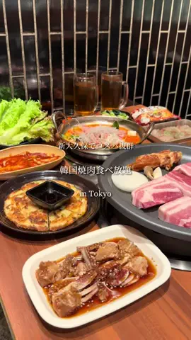 可愛い彼女とおでかけ日記🍄のTikTok PR投稿：新大久保でコスパ抜群の韓国料理食べ放題が最高すぎた..…