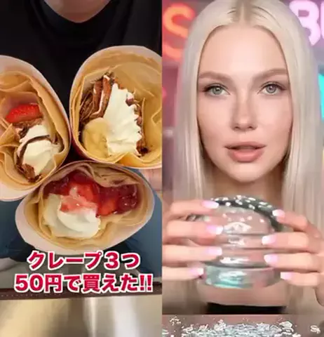 eagleusa859のTikTok PR投稿：クレープ３つを50円で買えるだとぉぉぉ! #Shorts #PR